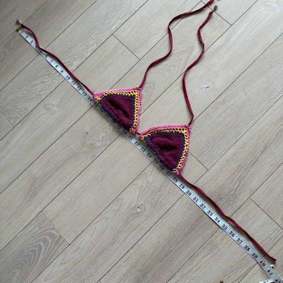 Scotch & Soda Crochet Bikini Top in Maroon and Yellow - Picture 3 of 9